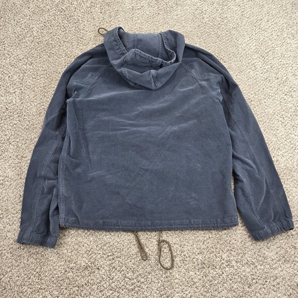 Old Navy Blue CORDUROY Anorak Jacket Adult Hooded M Pullover Pocket - Picture 2 of 7